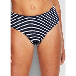Seafolly Seaside Stripe Wide Side Retro Bikini Bottom  sz 12 US True Navy